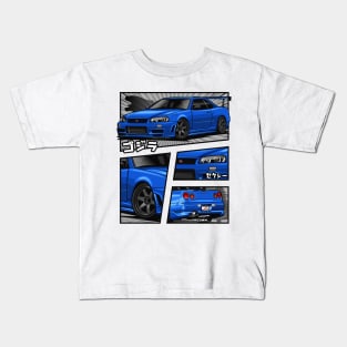 GTR R-34 Manga Series (Blue) Kids T-Shirt